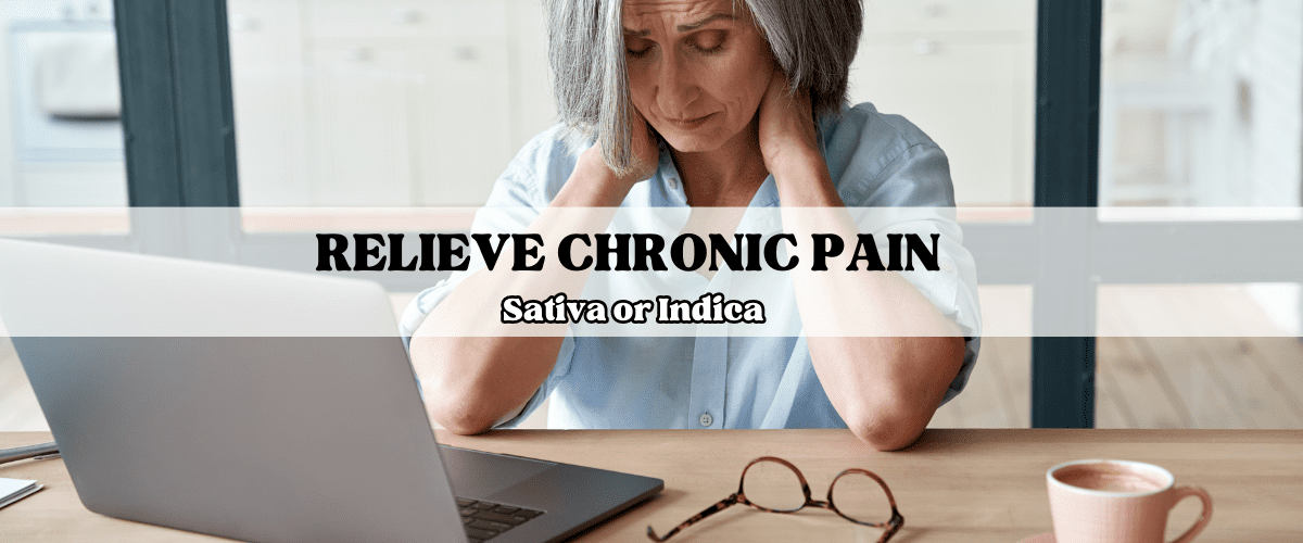 Lady in front of laptop with neck pain | chronic pain cannabis | buy bud canada
