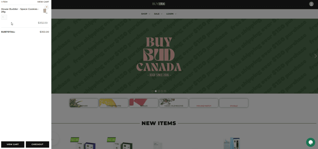 buybudcanada home page sticky cart 2
