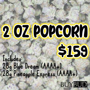 2 OZ popcorn cannabis promo