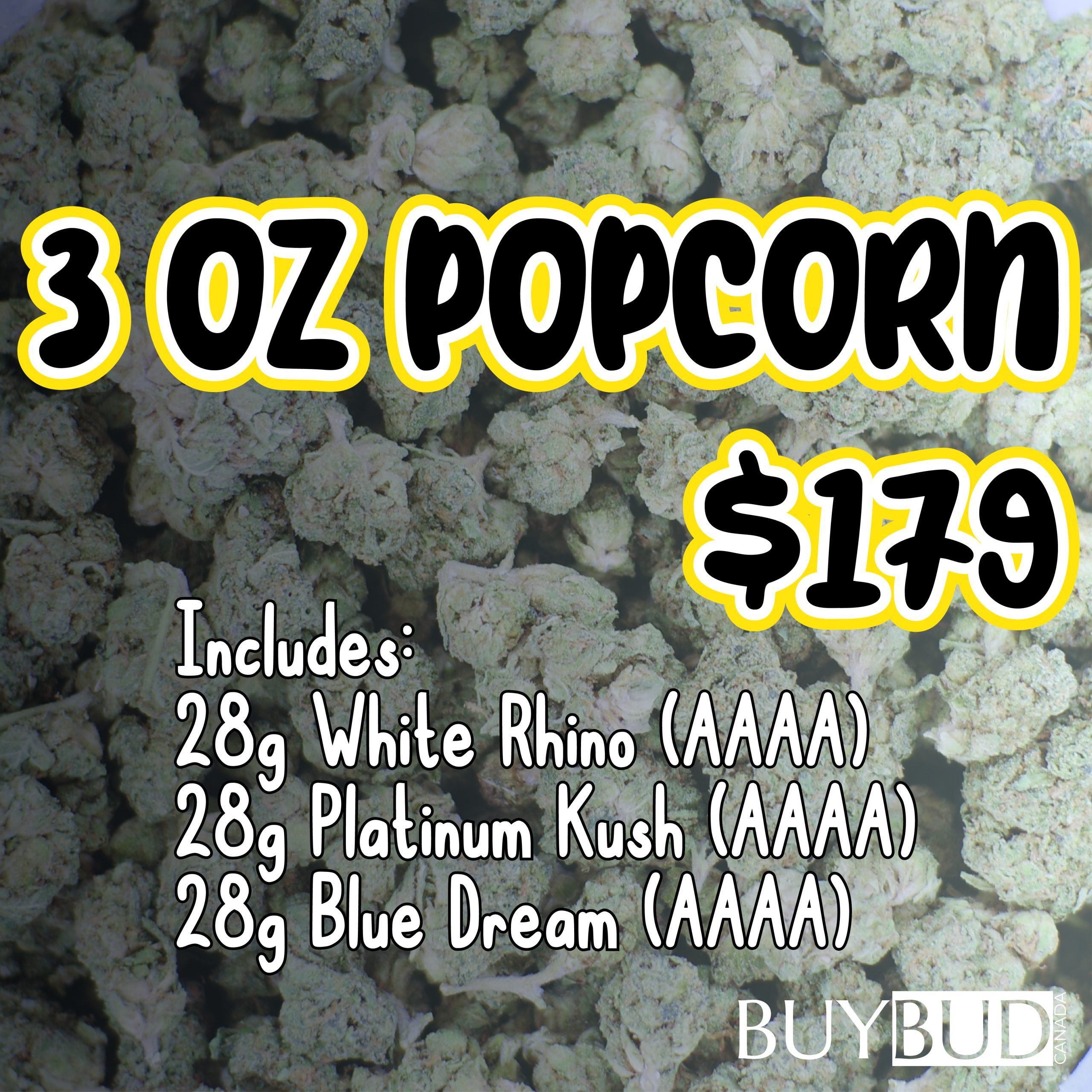 3 oz cannabis popcorn promo