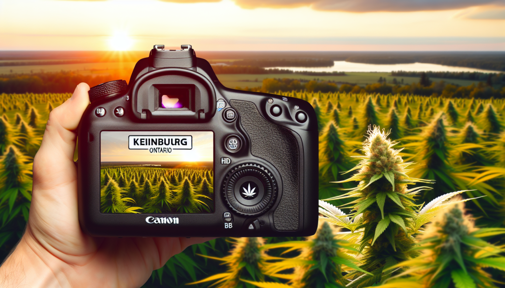cannabis delivery in a field in the foreground with a scenic landscape of Ontario in the background