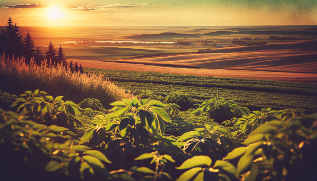 cannabis delivery in a field in the foreground with a scenic landscape of Saskatchewan in the background