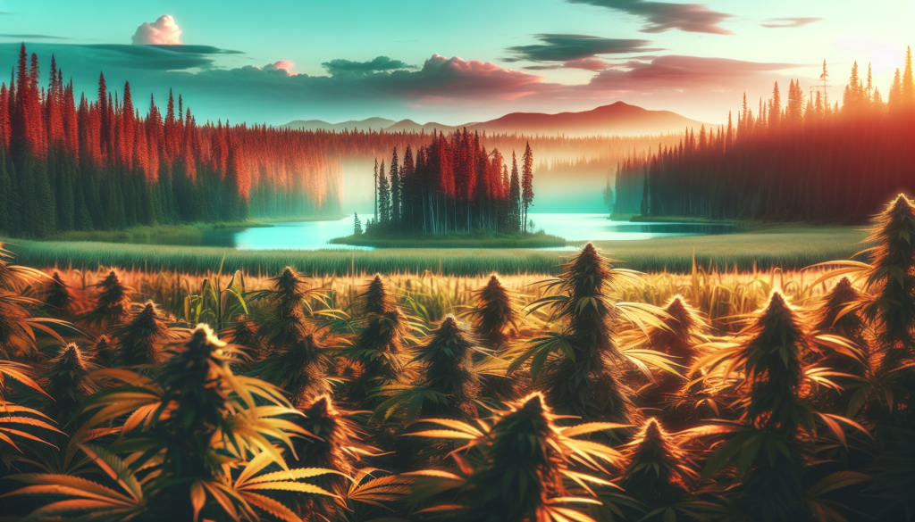 cannabis delivery in a field in the foreground with a scenic landscape of Alberta in the background