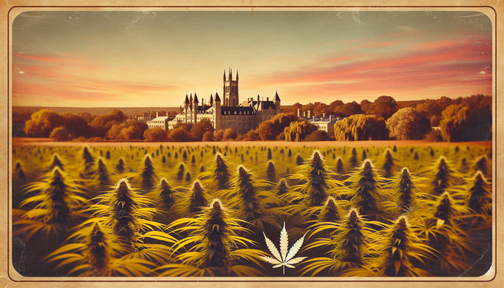 cannabis delivery in a field in the foreground with a scenic landscape of Ontario in the background